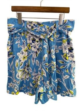 Talbots Tie Waist Pull-on Shorts Sketched Botanical Sz M